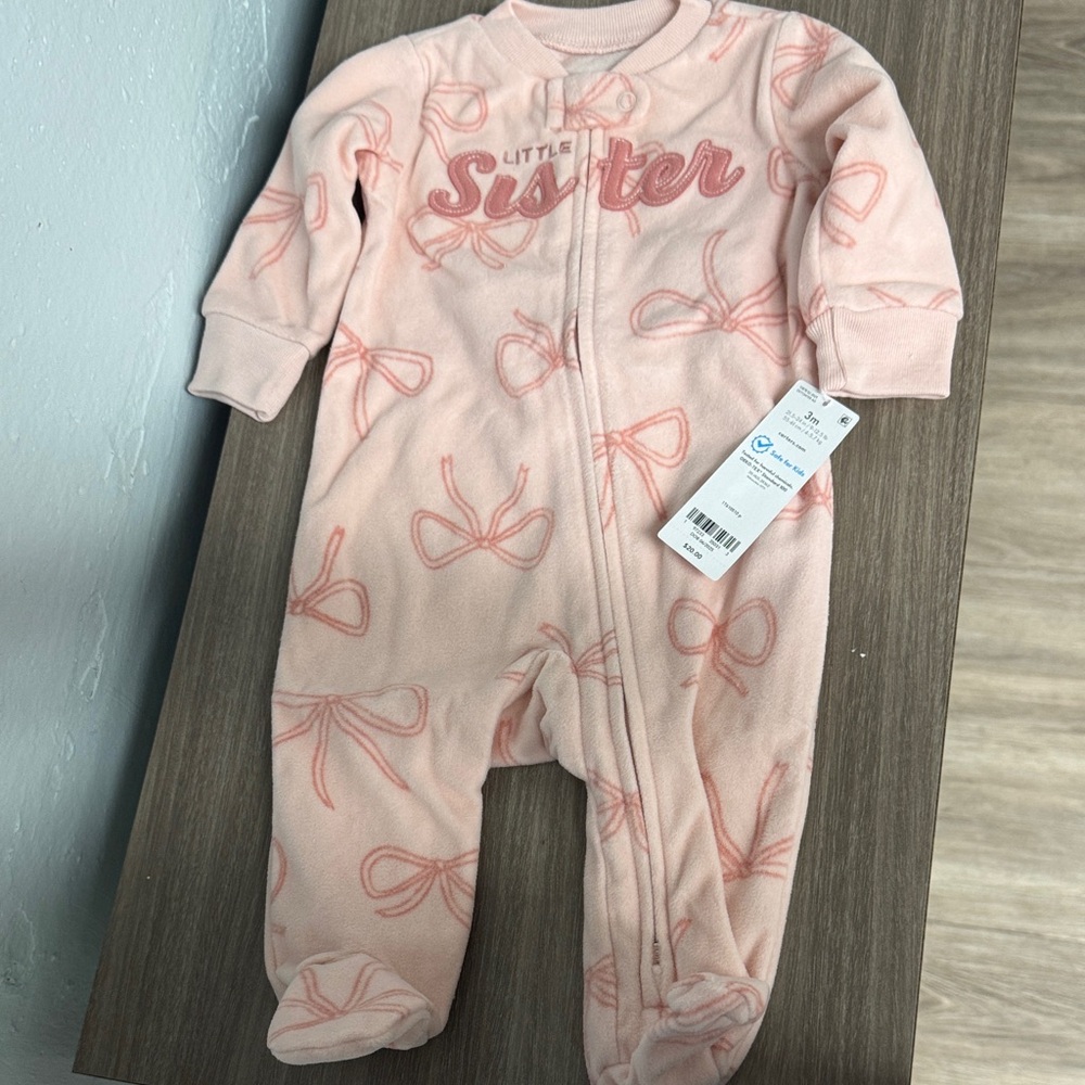 Carter's Pink Bow Little Sister Footie